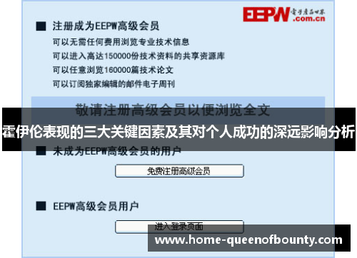 霍伊伦表现的三大关键因素及其对个人成功的深远影响分析 霍伊伦表现的三大关键因素及其对个人成功的深远影响分析